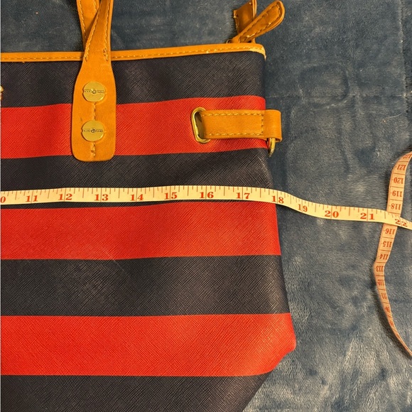 Marc Fisher red and blue striped shoulder bag - Picture 4 of 9